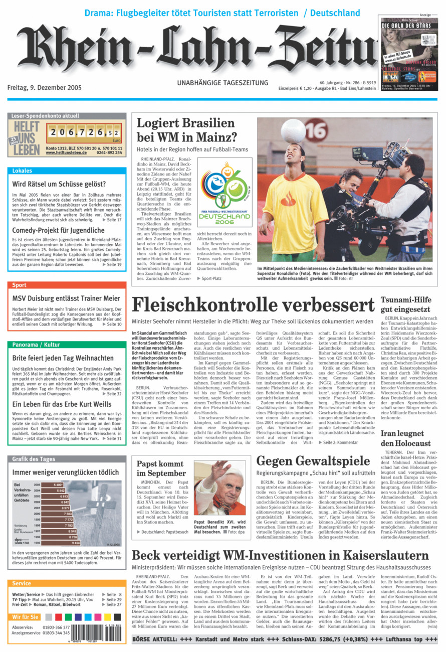 Rhein-Lahn-Zeitung vom Freitag, 09.12.2005
