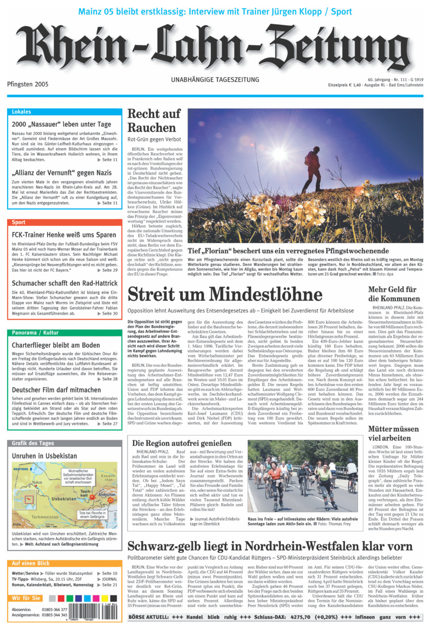 Rhein-Lahn-Zeitung vom Samstag, 14.05.2005