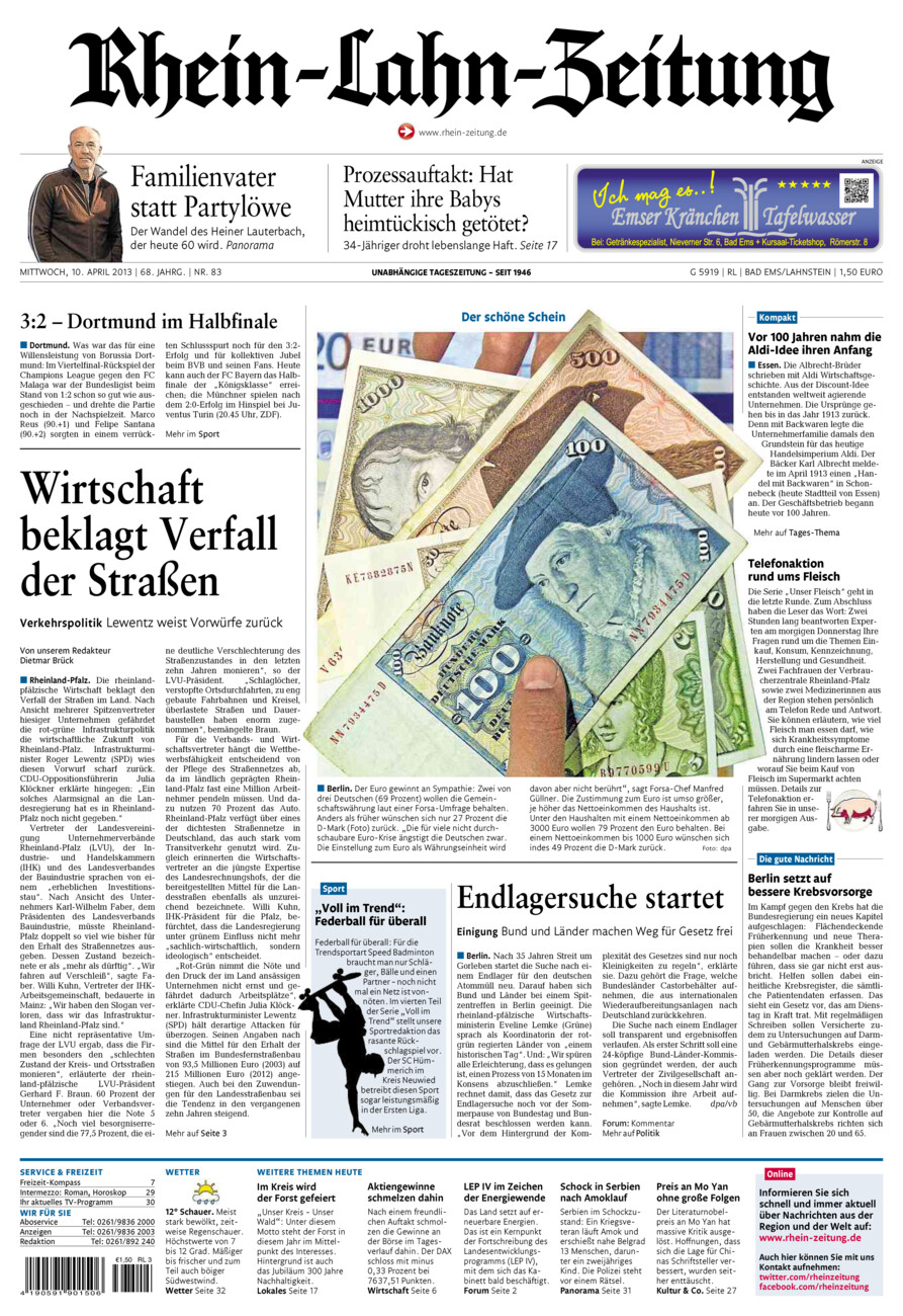 Rhein-Lahn-Zeitung vom Mittwoch, 10.04.2013