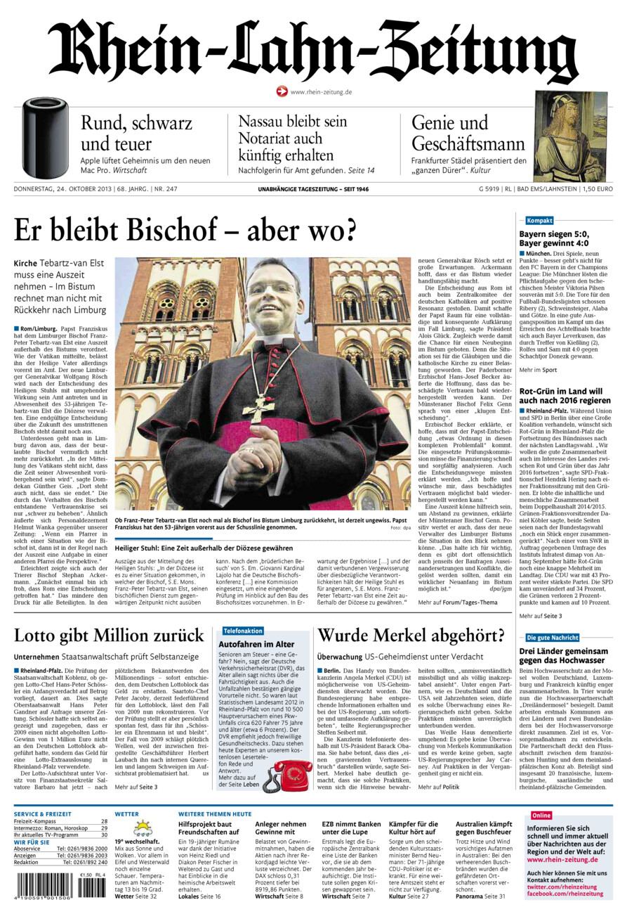 Rhein-Lahn-Zeitung vom Donnerstag, 24.10.2013