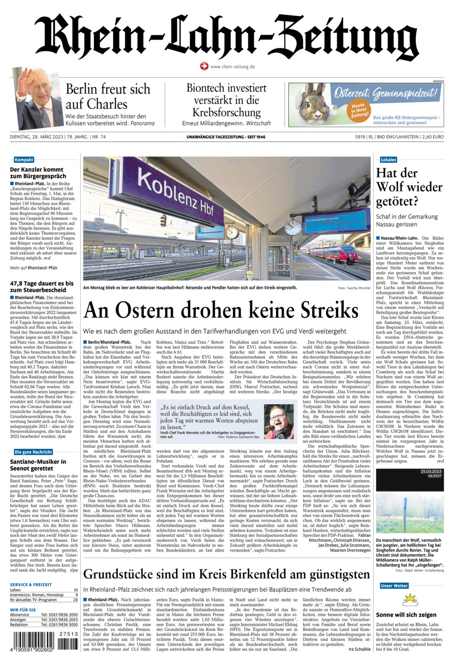 Rhein-Lahn-Zeitung vom Dienstag, 28.03.2023