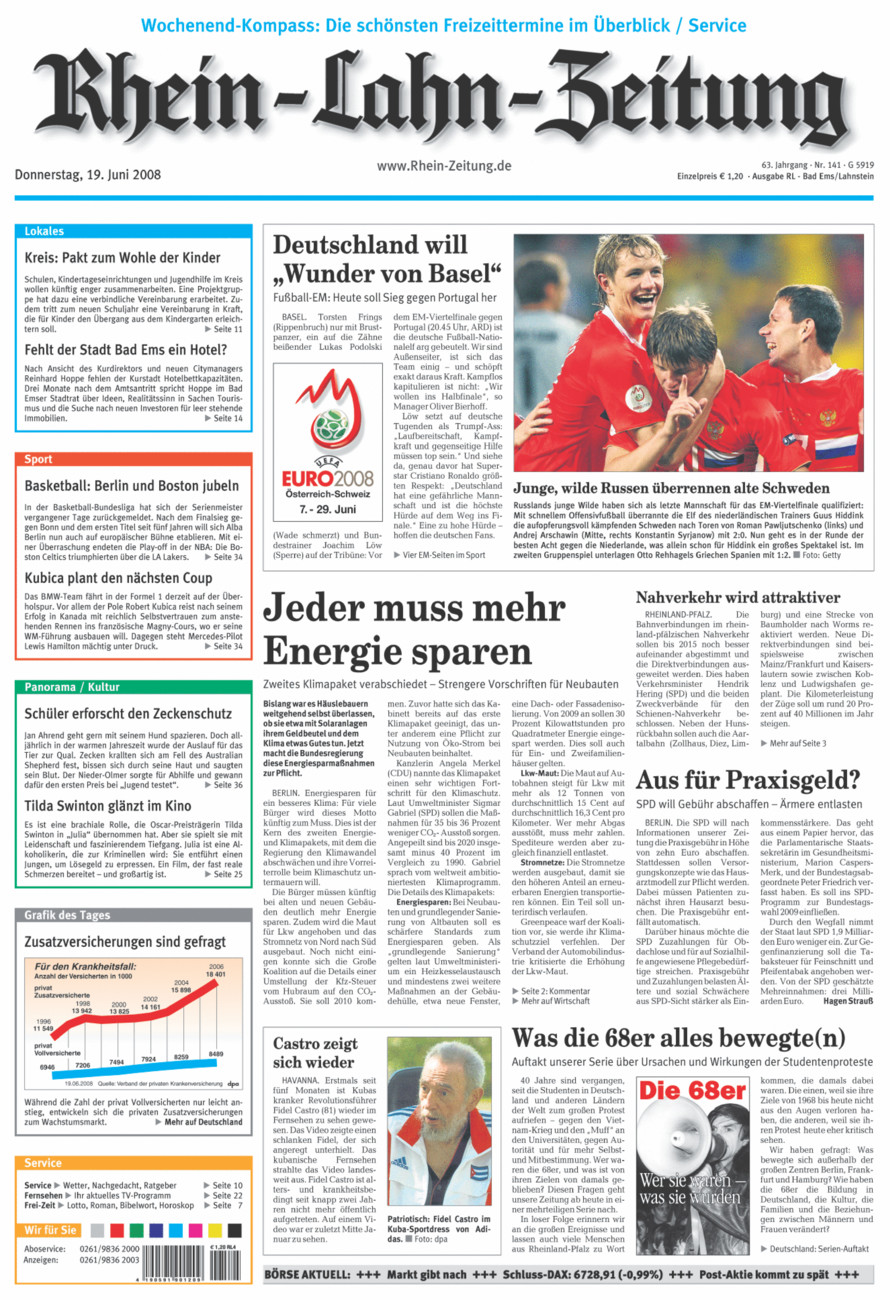 Rhein-Lahn-Zeitung vom Donnerstag, 19.06.2008