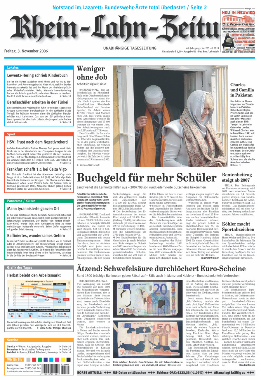 Rhein-Lahn-Zeitung vom Freitag, 03.11.2006
