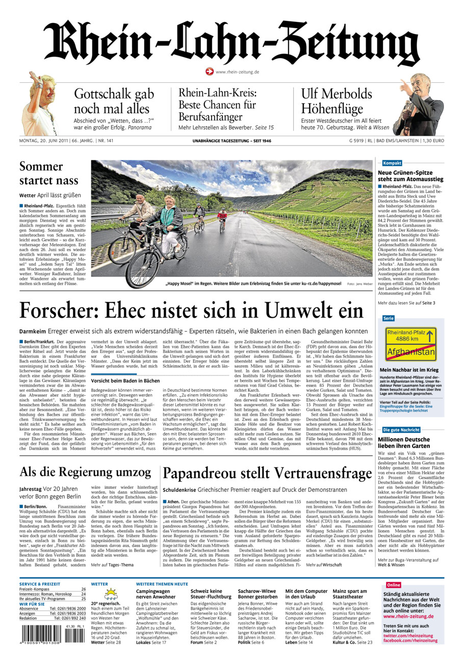 Rhein-Lahn-Zeitung vom Montag, 20.06.2011