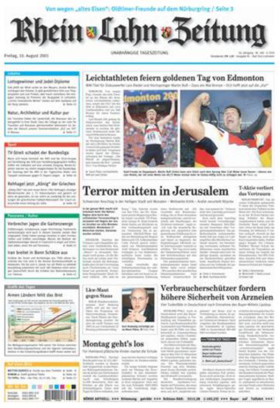 Rhein-Lahn-Zeitung vom Freitag, 10.08.2001