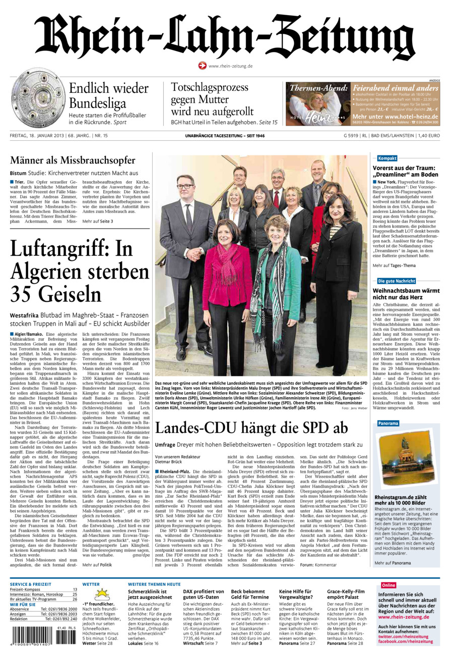 Rhein-Lahn-Zeitung vom Freitag, 18.01.2013
