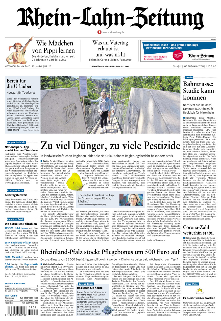 Rhein-Lahn-Zeitung vom Mittwoch, 20.05.2020
