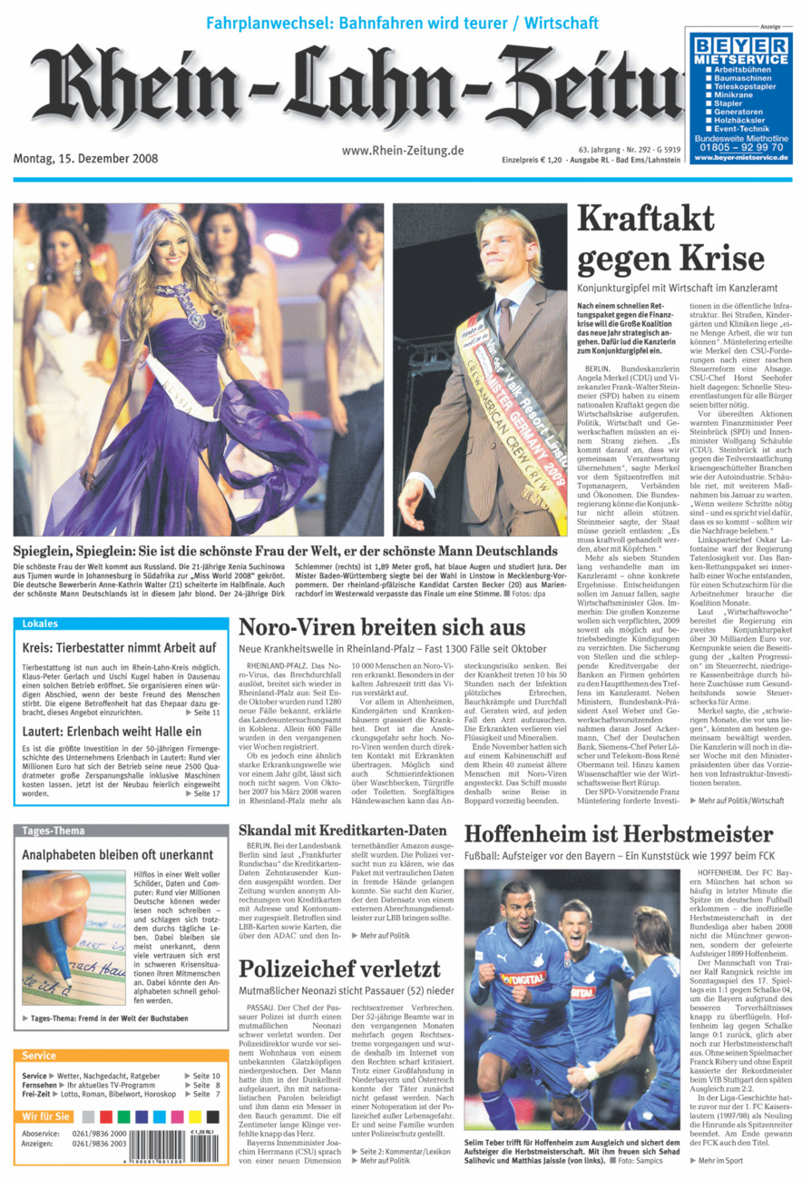 Rhein-Lahn-Zeitung vom Montag, 15.12.2008