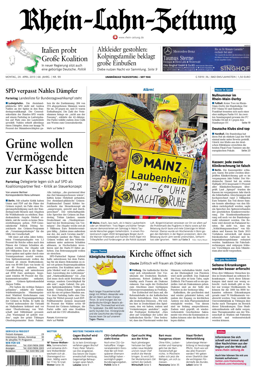 Rhein-Lahn-Zeitung vom Montag, 29.04.2013