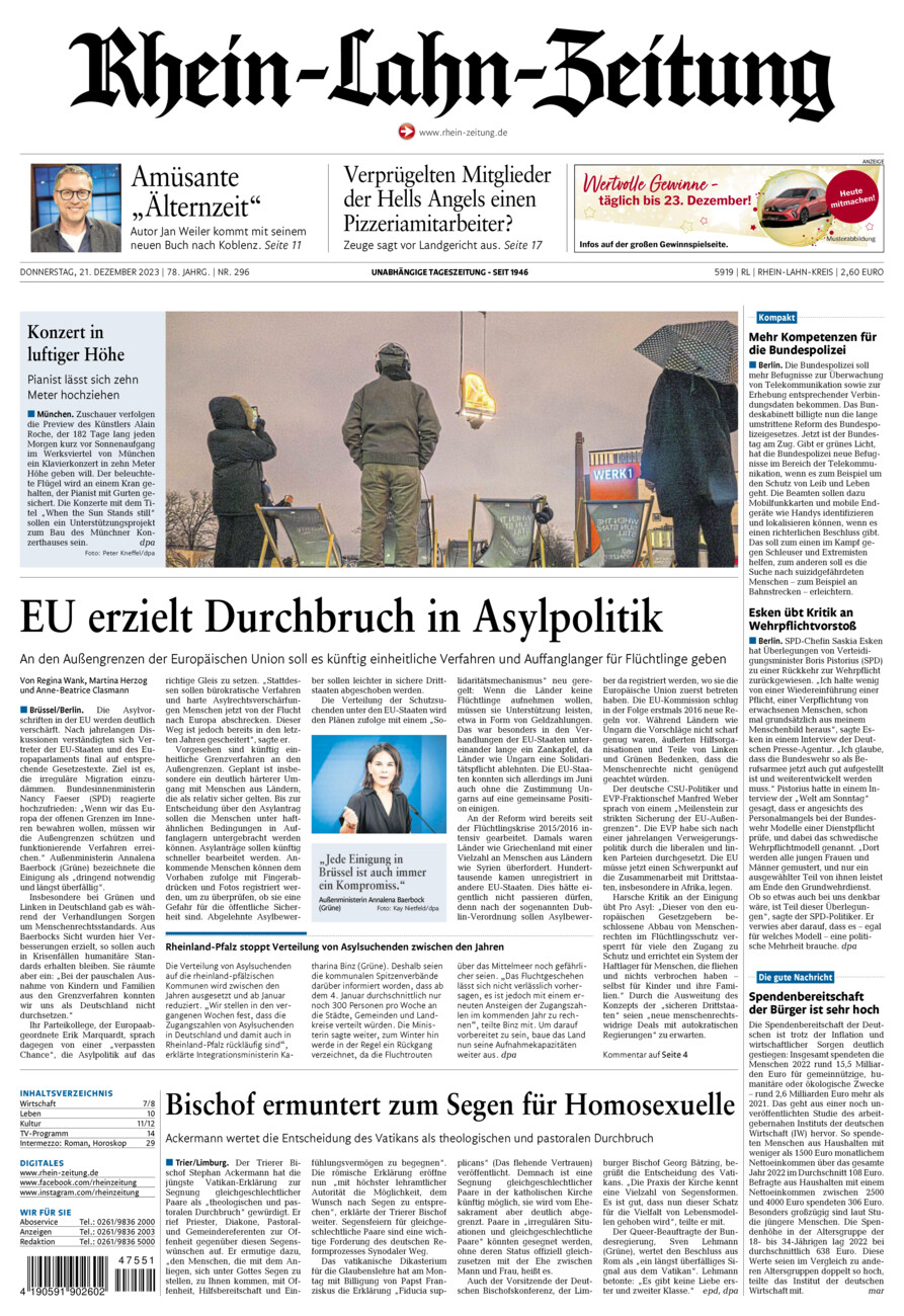 Rhein-Lahn-Zeitung vom Donnerstag, 21.12.2023