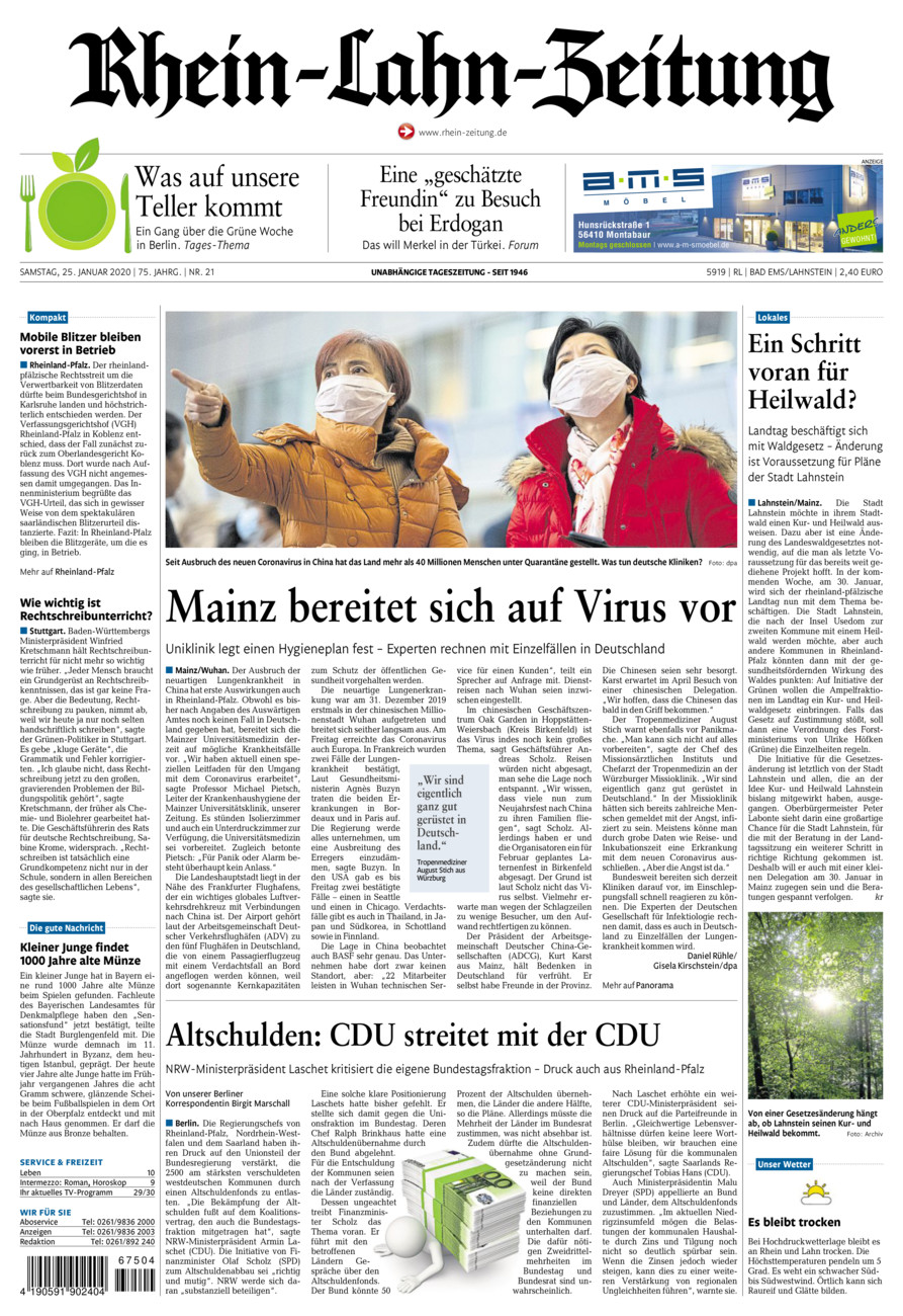 Rhein-Lahn-Zeitung vom Samstag, 25.01.2020