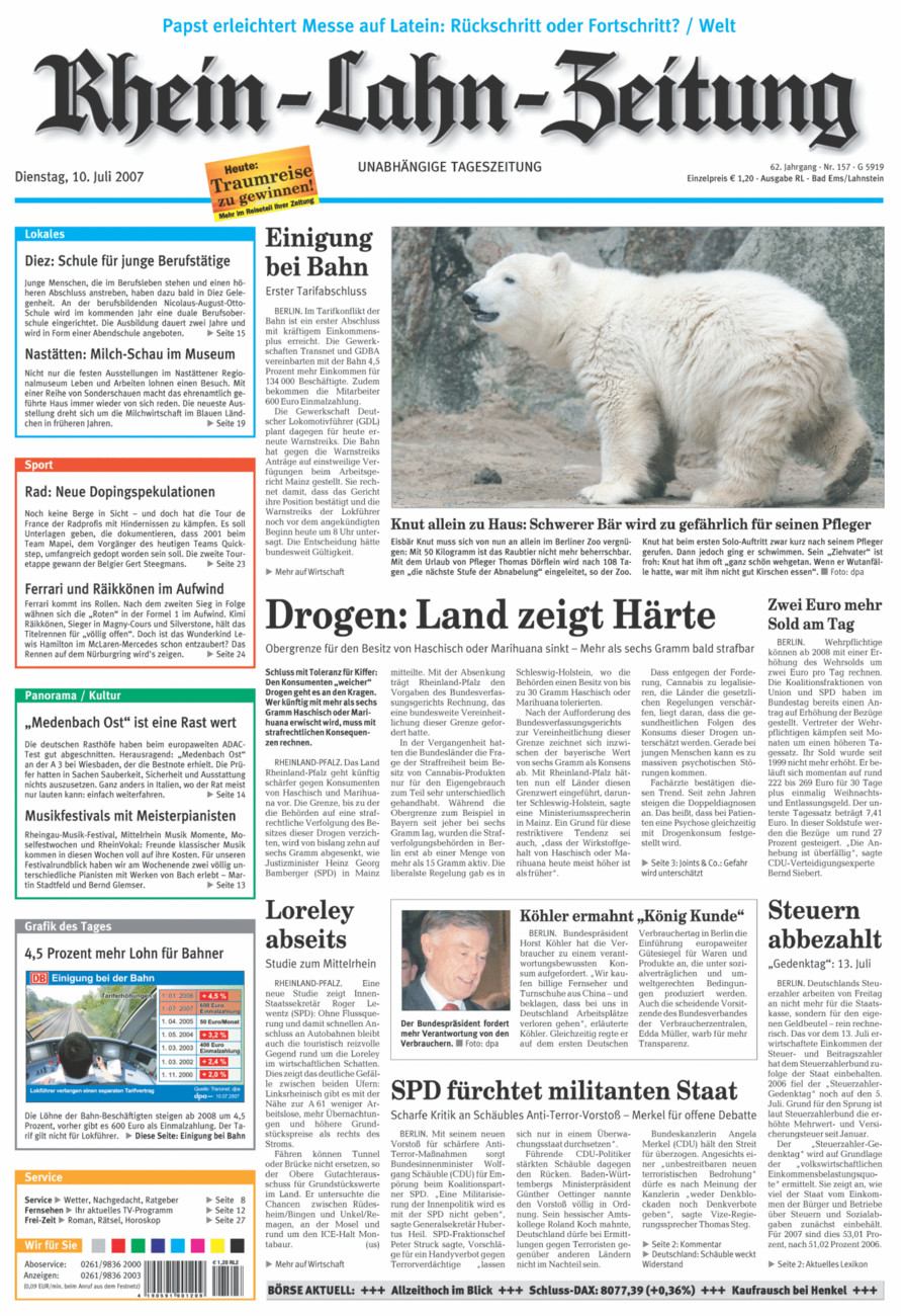 Rhein-Lahn-Zeitung vom Dienstag, 10.07.2007