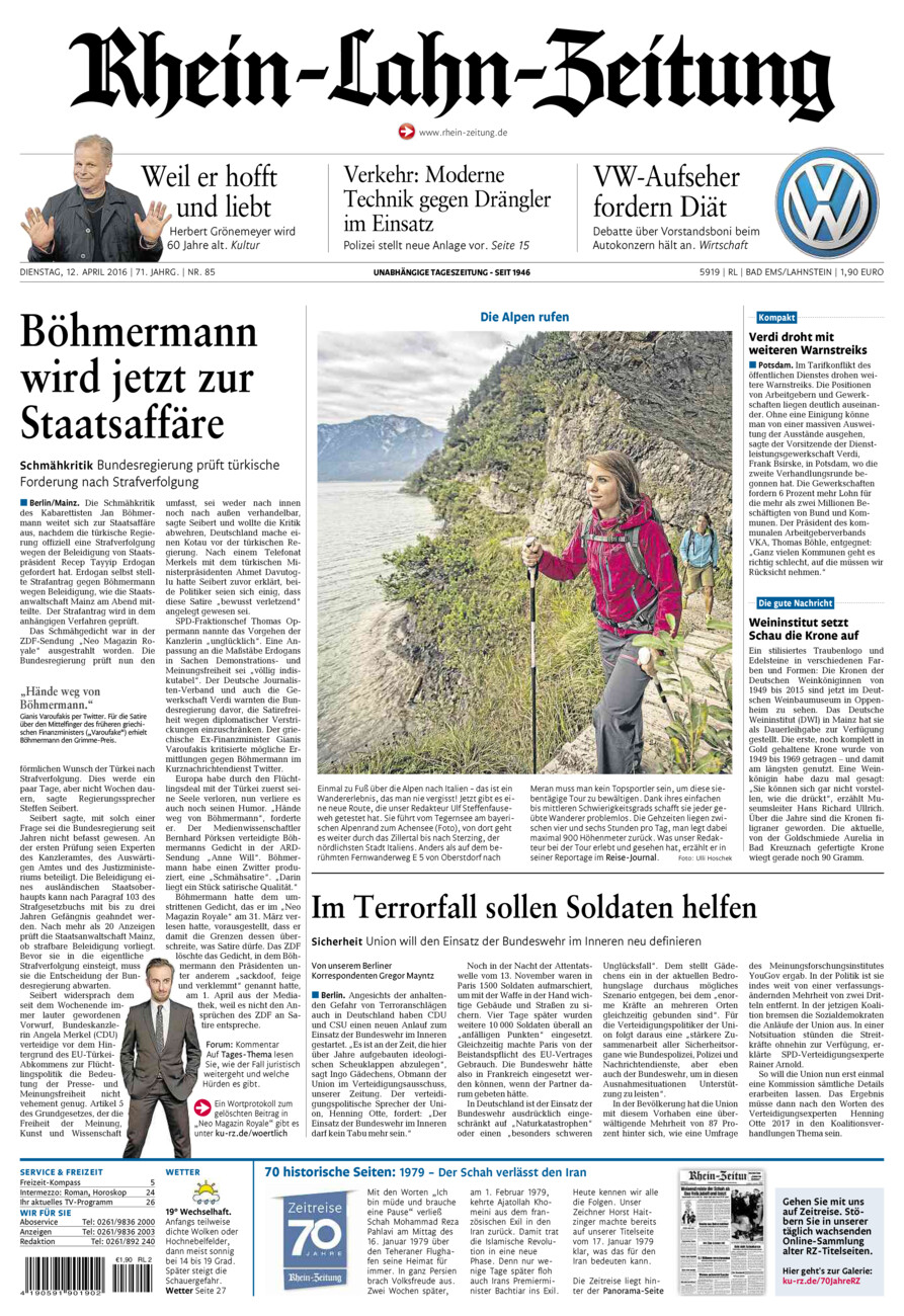 Rhein-Lahn-Zeitung vom Dienstag, 12.04.2016