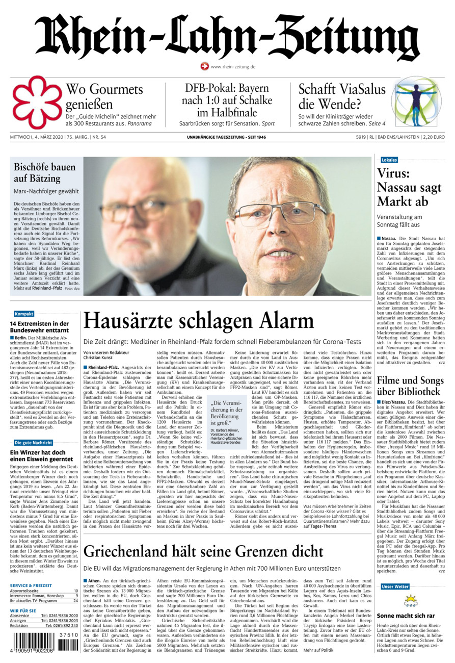 Rhein-Lahn-Zeitung vom Mittwoch, 04.03.2020