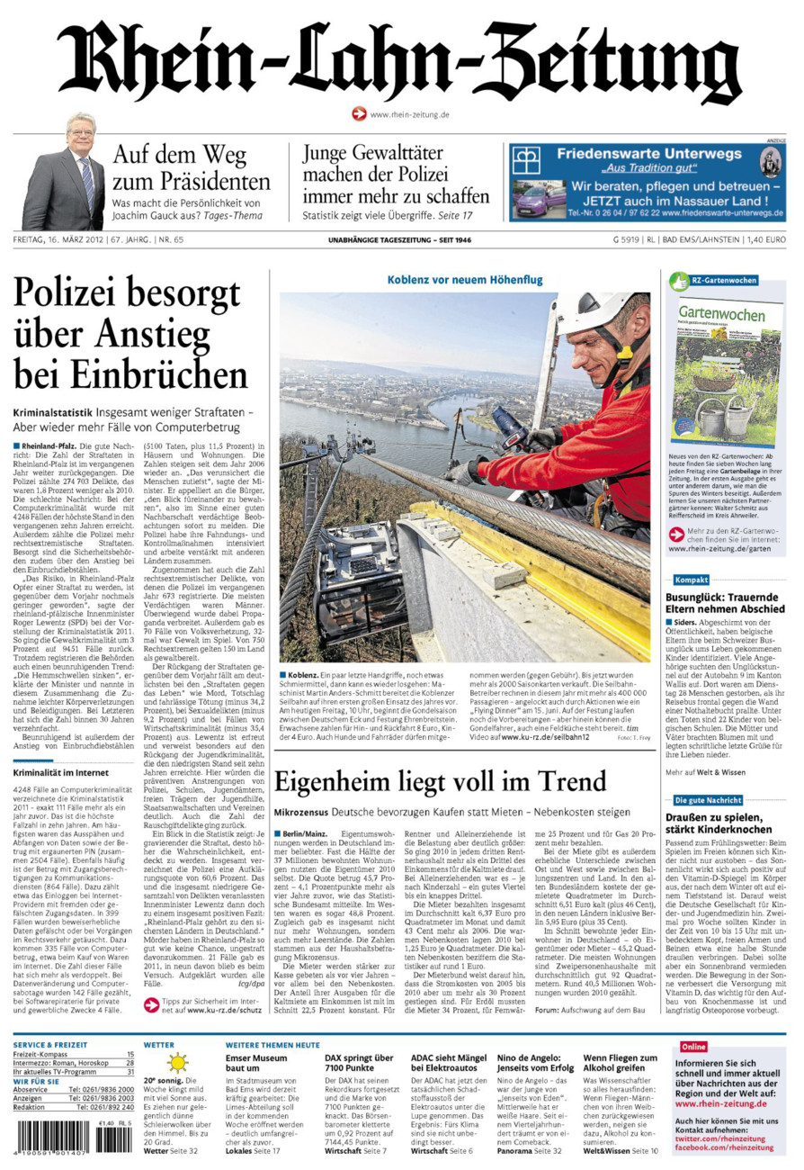 Rhein-Lahn-Zeitung vom Freitag, 16.03.2012