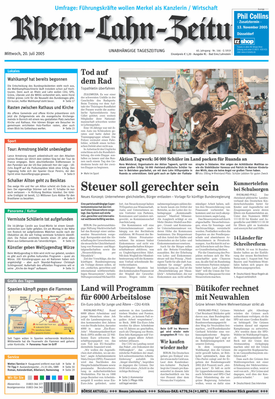Rhein-Lahn-Zeitung vom Mittwoch, 20.07.2005