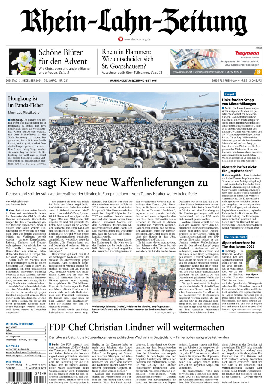 Rhein-Lahn-Zeitung vom Dienstag, 03.12.2024