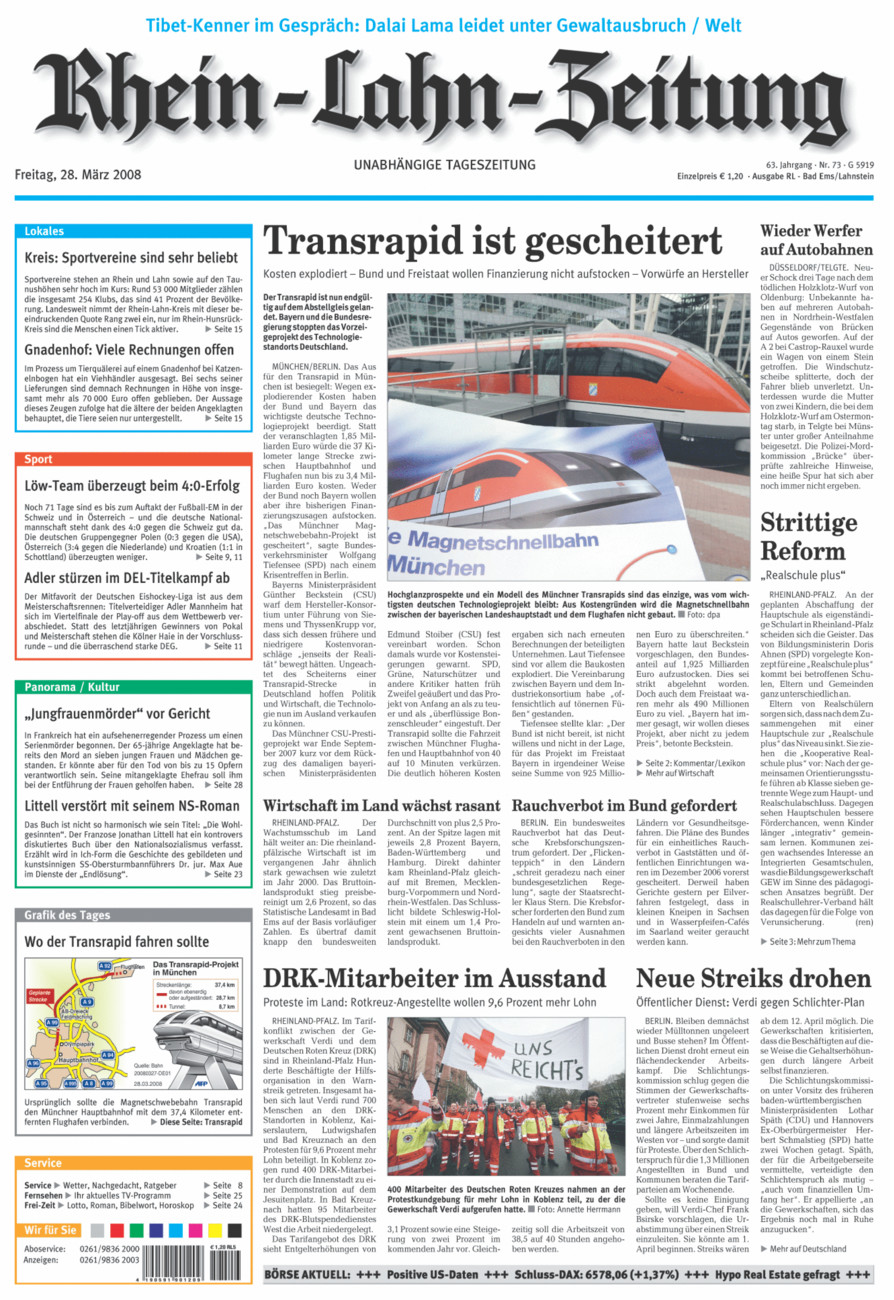 Rhein-Lahn-Zeitung vom Freitag, 28.03.2008