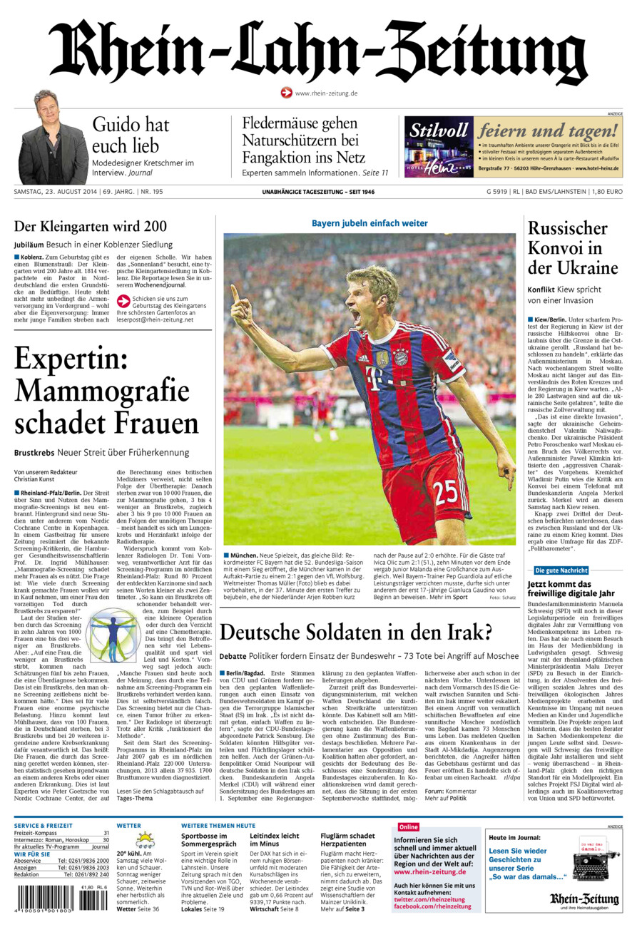 Rhein-Lahn-Zeitung vom Samstag, 23.08.2014