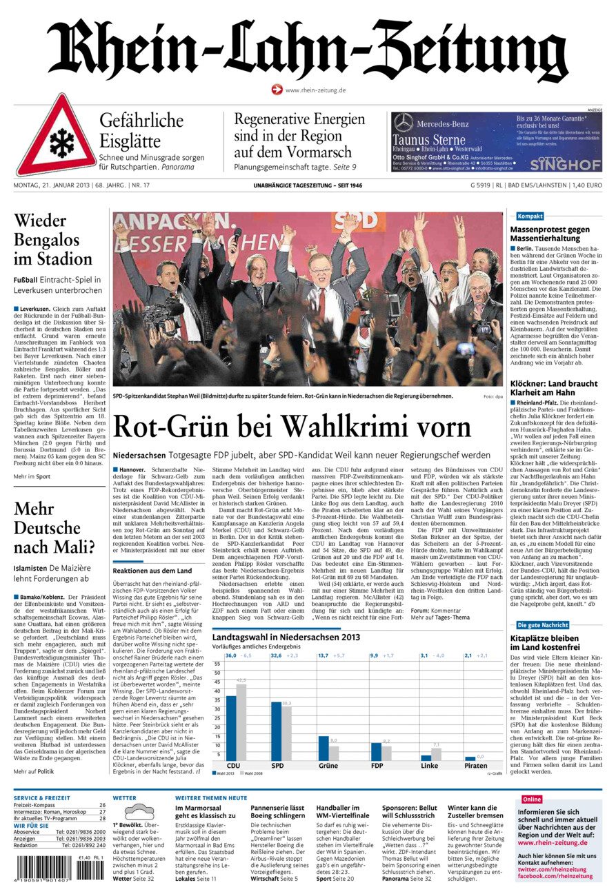 Rhein-Lahn-Zeitung vom Montag, 21.01.2013