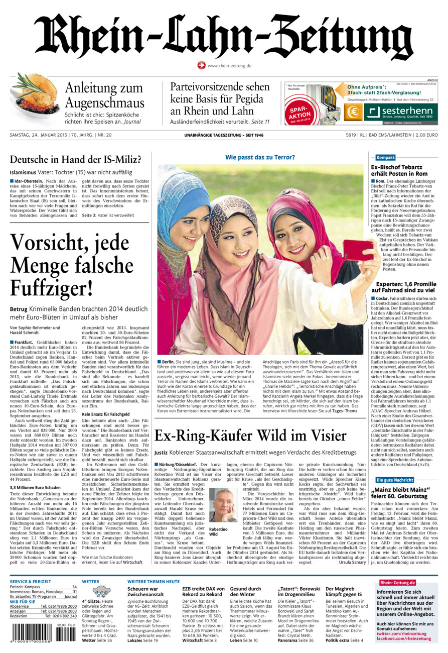 Rhein-Lahn-Zeitung vom Samstag, 24.01.2015