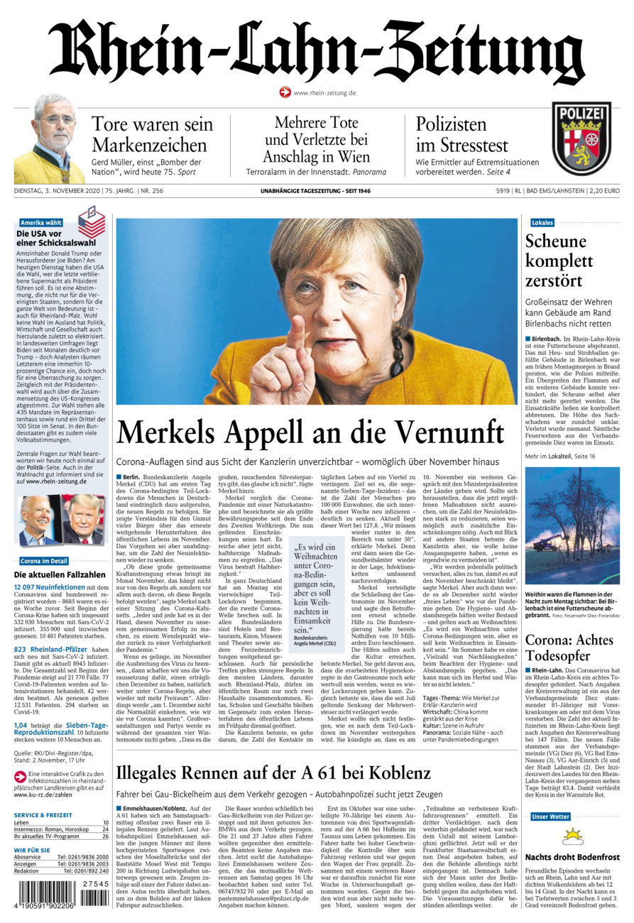 Rhein-Lahn-Zeitung vom Dienstag, 03.11.2020