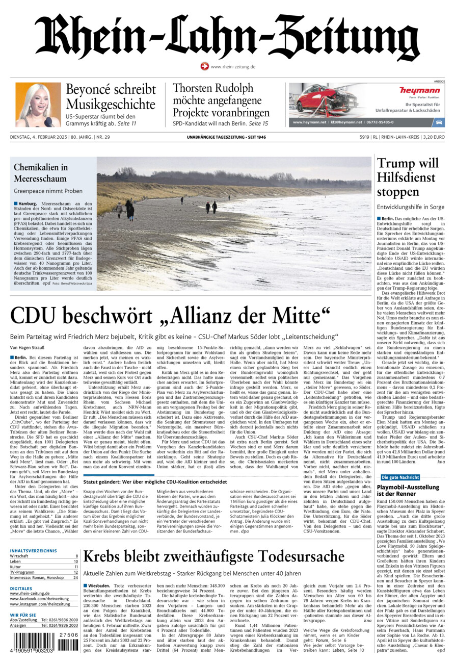 Rhein-Lahn-Zeitung vom Dienstag, 04.02.2025