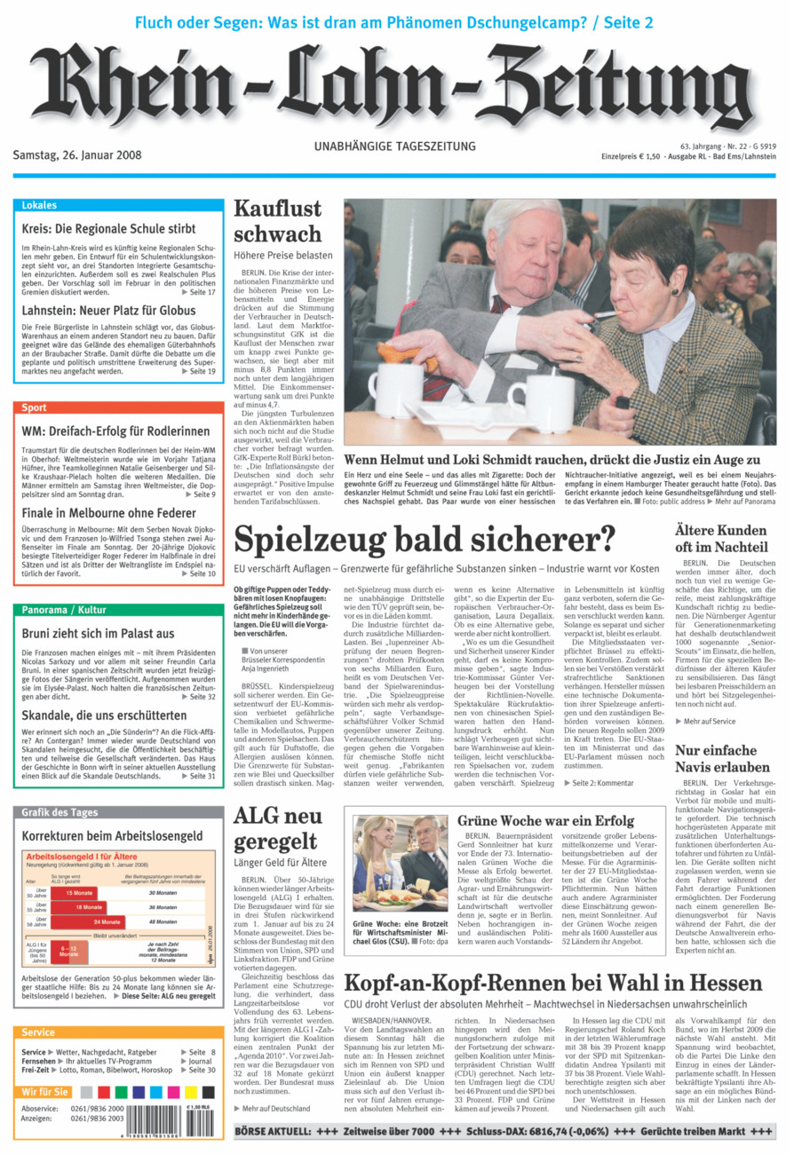 Rhein-Lahn-Zeitung vom Samstag, 26.01.2008