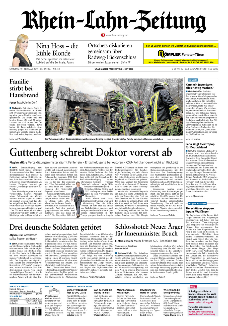 Rhein-Lahn-Zeitung vom Samstag, 19.02.2011