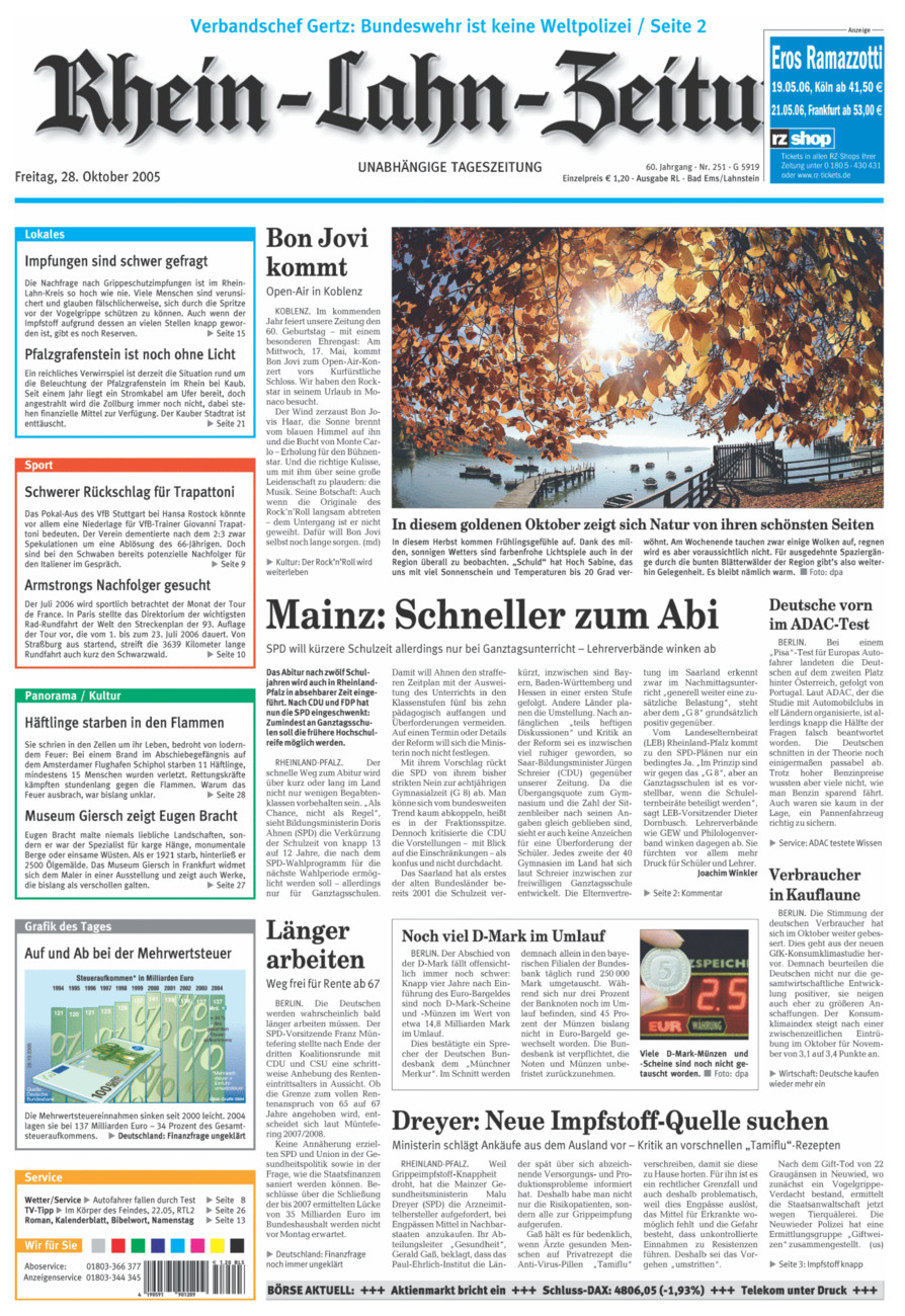 Rhein-Lahn-Zeitung vom Freitag, 28.10.2005