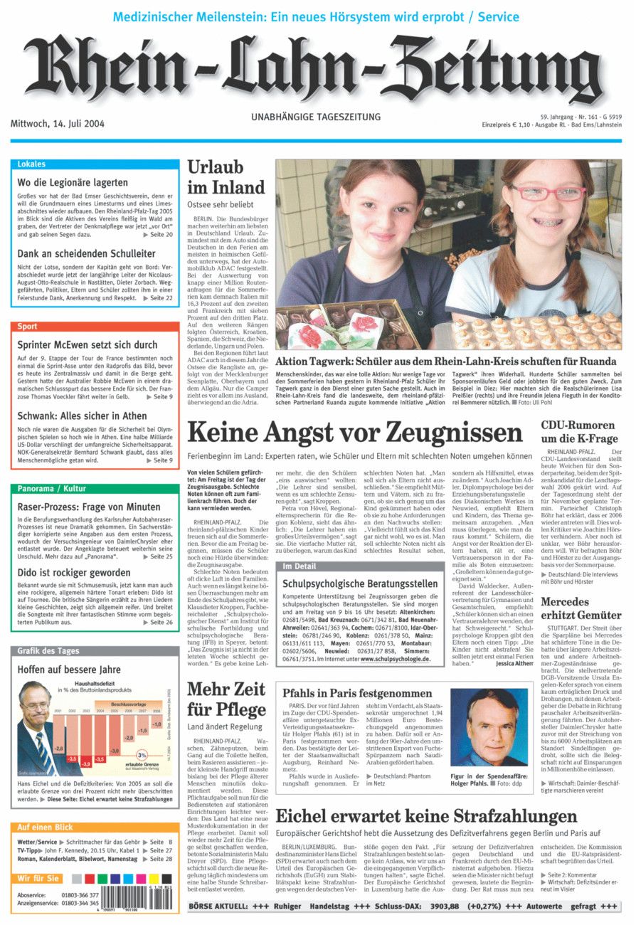 Rhein-Lahn-Zeitung vom Mittwoch, 14.07.2004