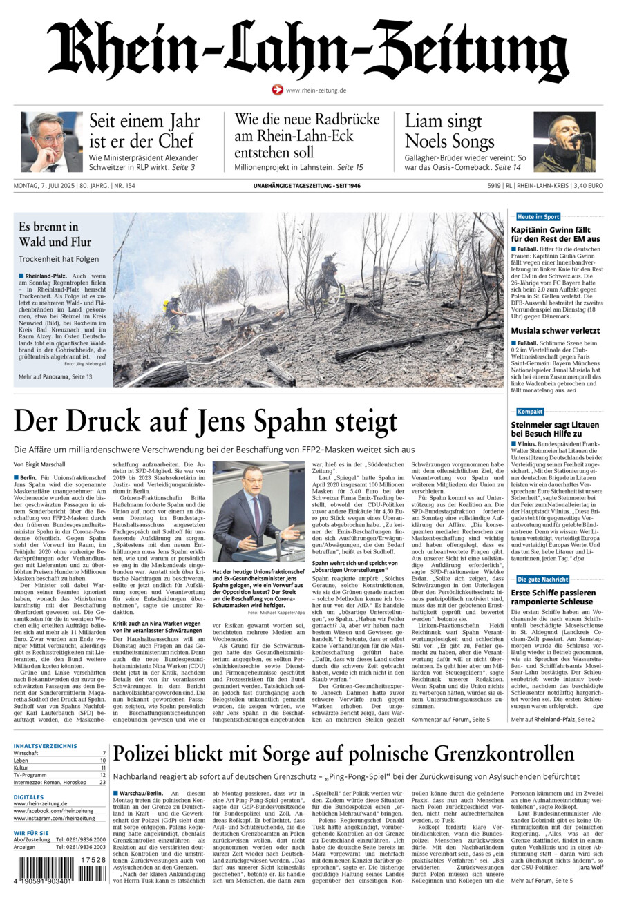 Rhein-Lahn-Zeitung vom Montag, 07.07.2025