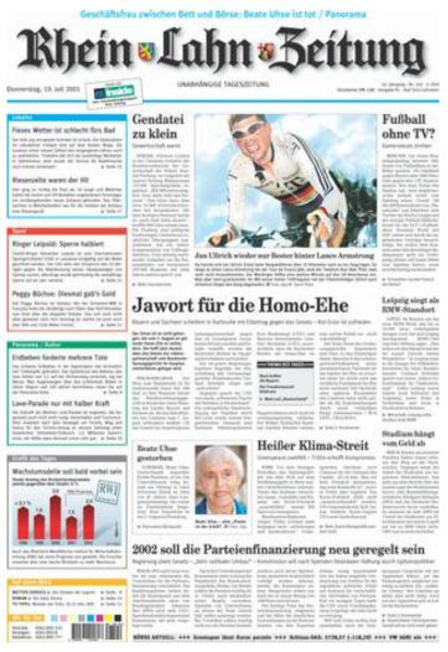 Rhein-Lahn-Zeitung vom Donnerstag, 19.07.2001
