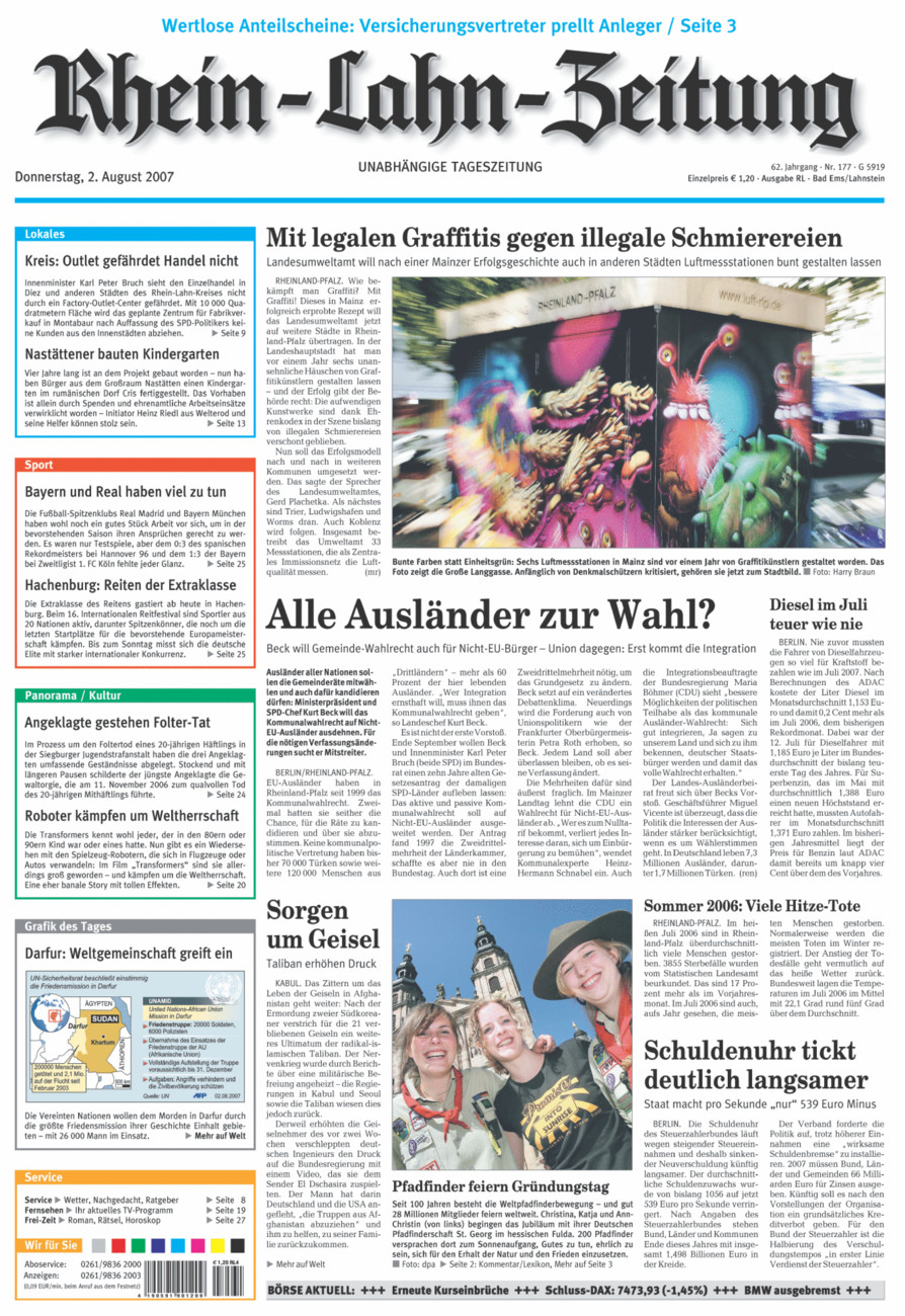 Rhein-Lahn-Zeitung vom Donnerstag, 02.08.2007