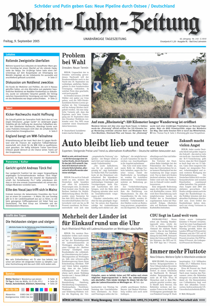 Rhein-Lahn-Zeitung vom Freitag, 09.09.2005
