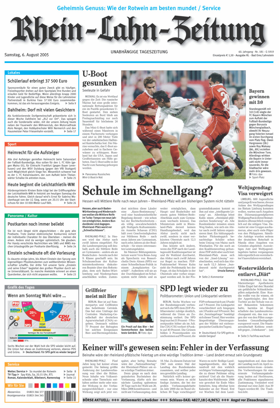 Rhein-Lahn-Zeitung vom Samstag, 06.08.2005