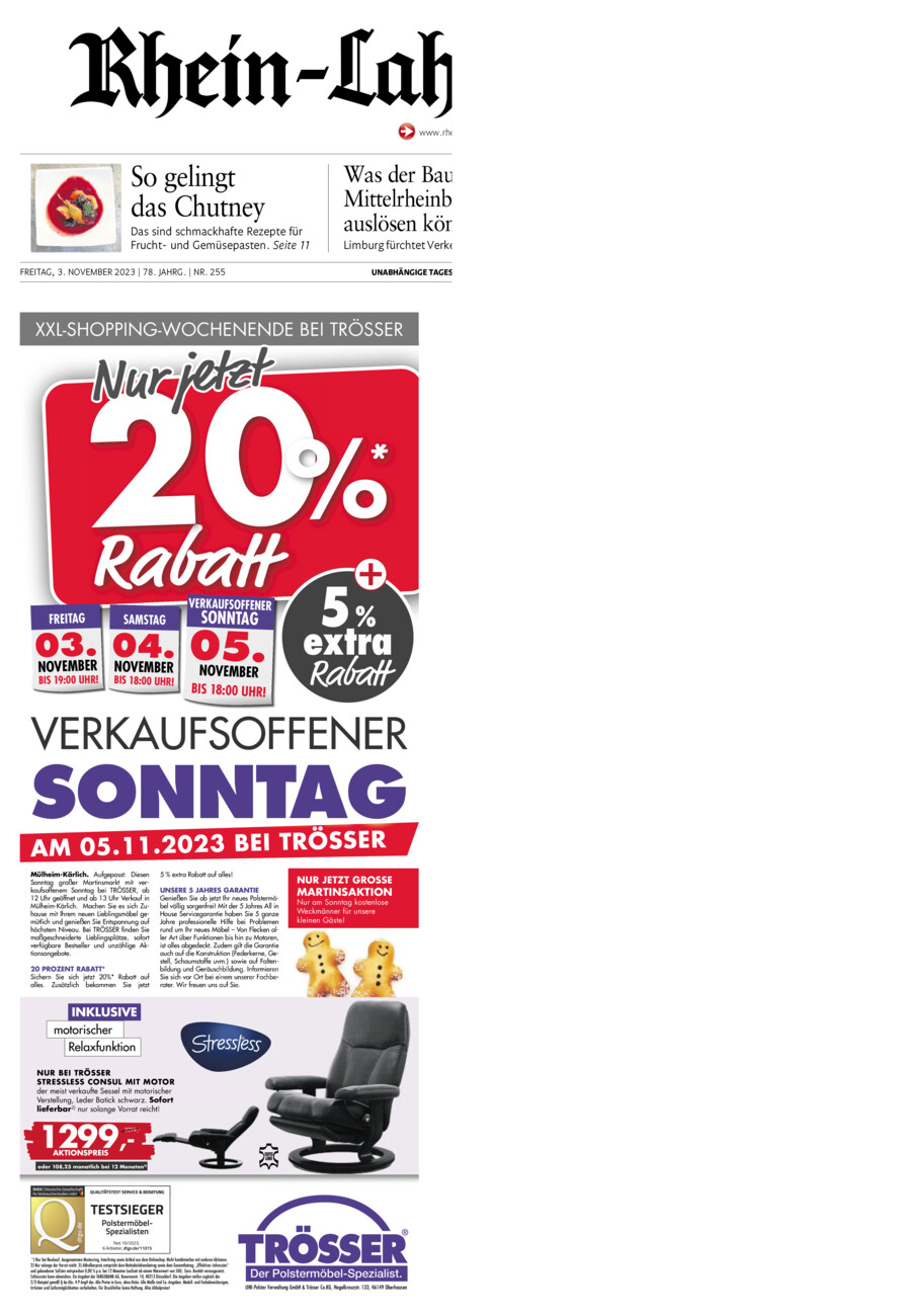 Rhein-Lahn-Zeitung vom Freitag, 03.11.2023