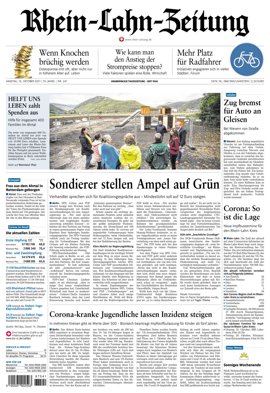 Rhein-Lahn-Zeitung vom Samstag, 16.10.2021