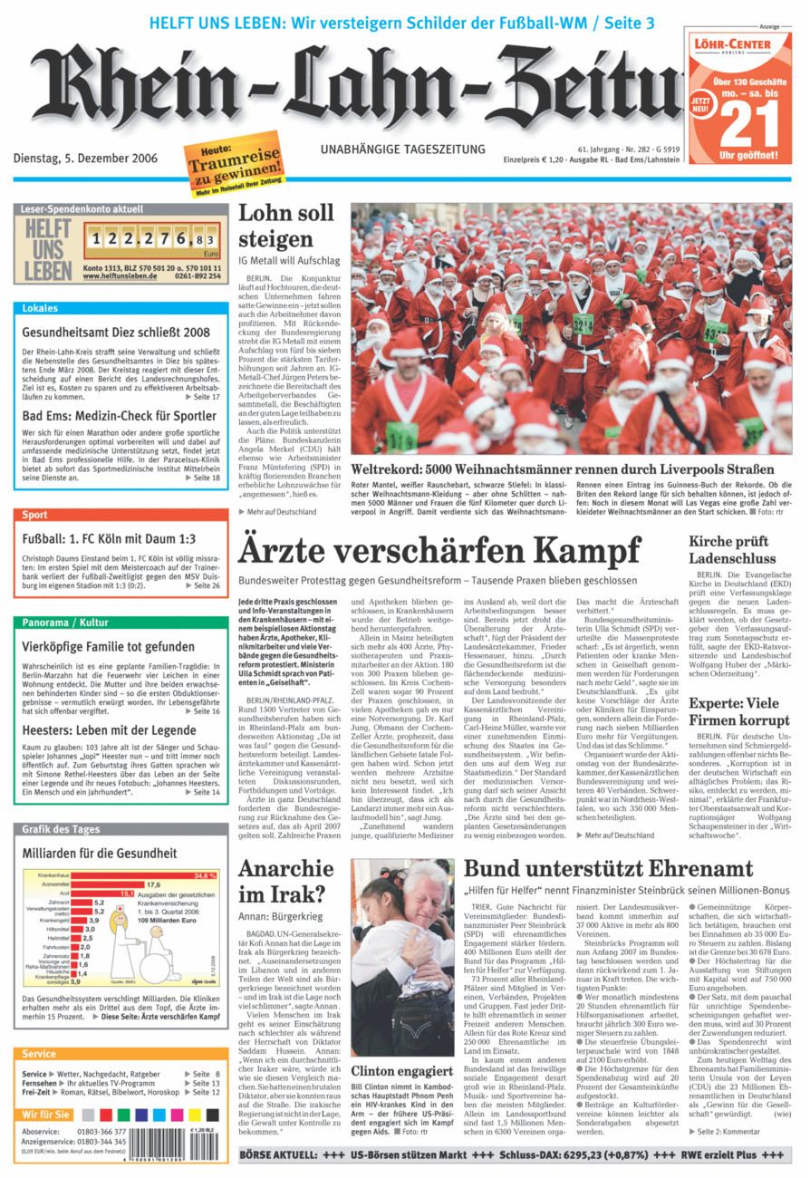 Rhein-Lahn-Zeitung vom Dienstag, 05.12.2006