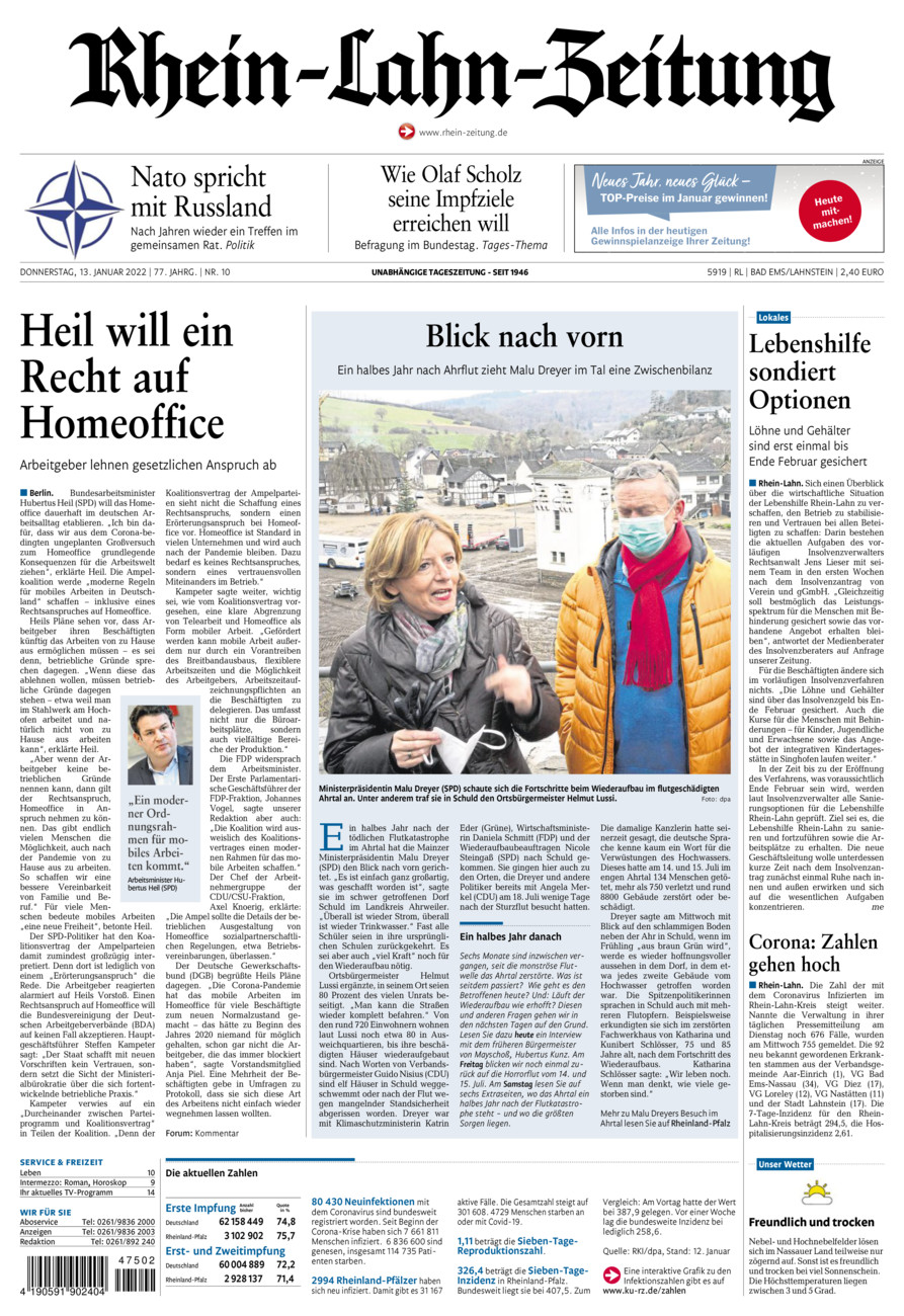 Rhein-Lahn-Zeitung vom Donnerstag, 13.01.2022