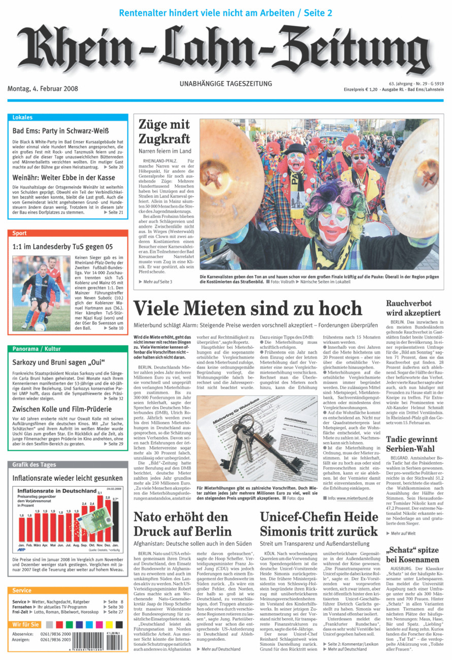 Rhein-Lahn-Zeitung vom Montag, 04.02.2008