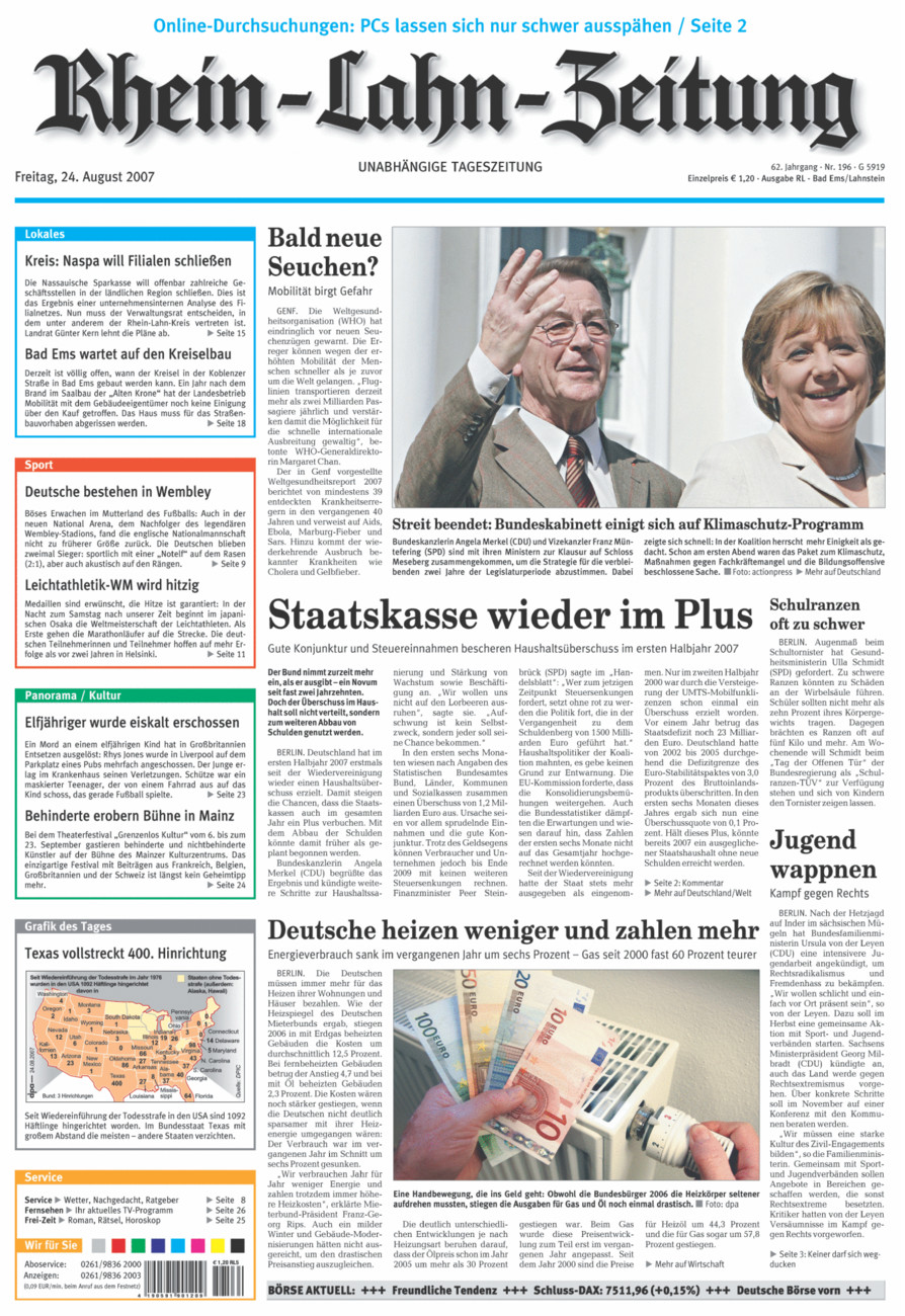 Rhein-Lahn-Zeitung vom Freitag, 24.08.2007