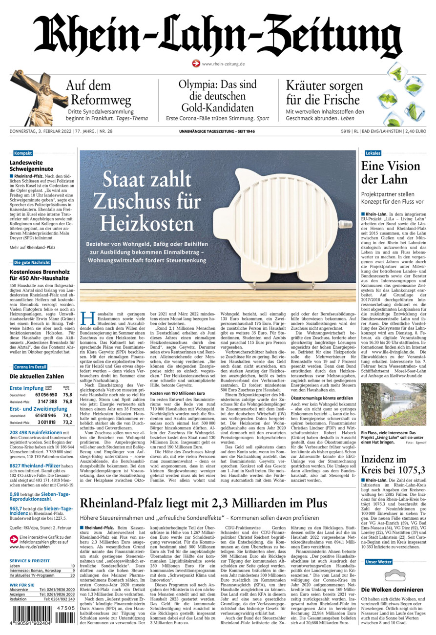 Rhein-Lahn-Zeitung vom Donnerstag, 03.02.2022