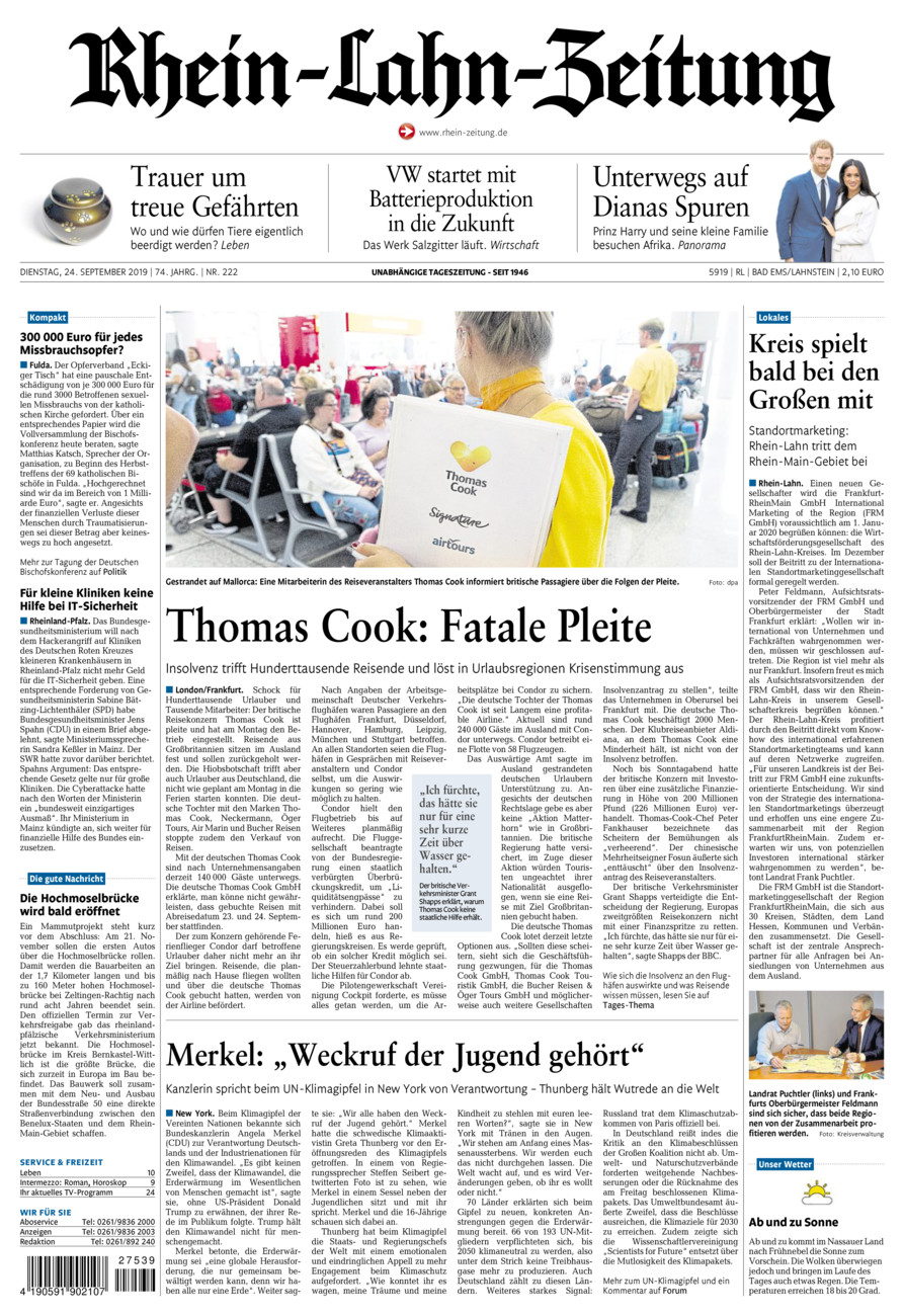Rhein-Lahn-Zeitung vom Dienstag, 24.09.2019
