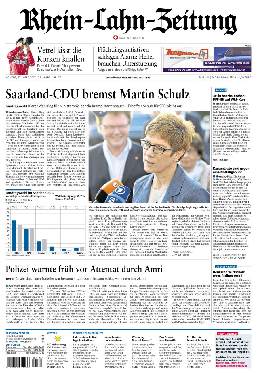 Rhein-Lahn-Zeitung vom Montag, 27.03.2017