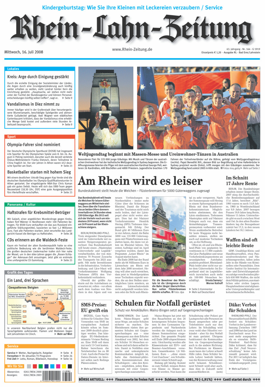 Rhein-Lahn-Zeitung vom Mittwoch, 16.07.2008