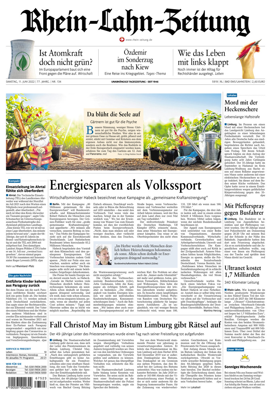 Rhein-Lahn-Zeitung vom Samstag, 11.06.2022
