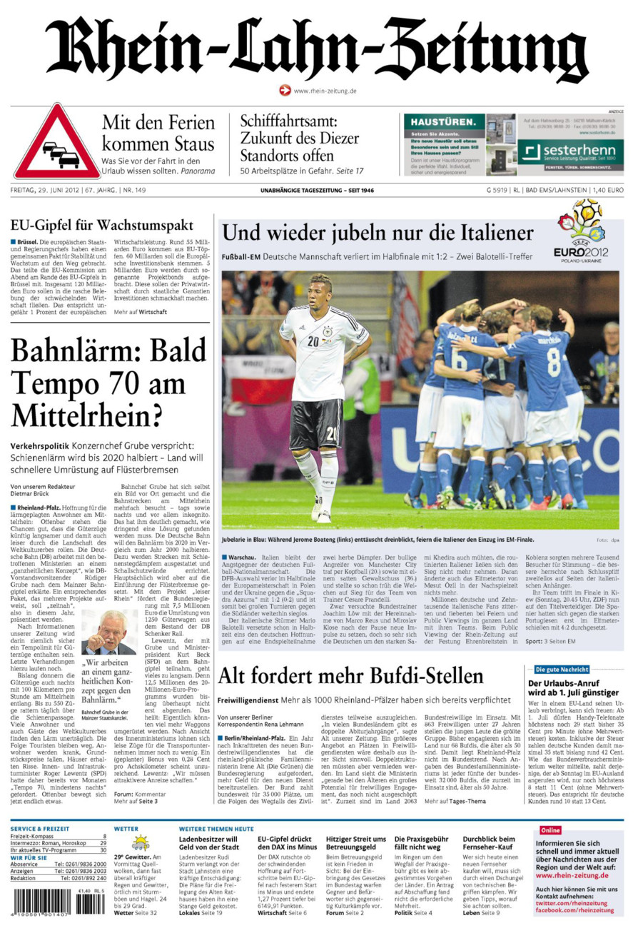 Rhein-Lahn-Zeitung vom Freitag, 29.06.2012