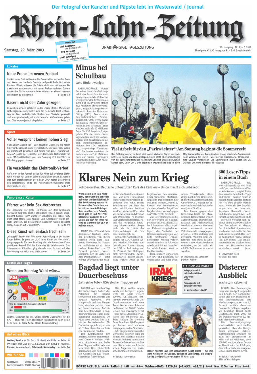 Rhein-Lahn-Zeitung vom Samstag, 29.03.2003