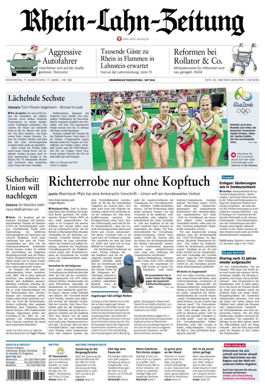 Rhein-Lahn-Zeitung vom Donnerstag, 11.08.2016
